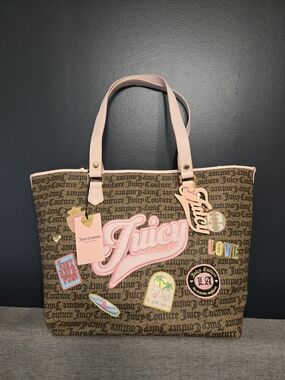 Juicy Couture Run The World Pink Logo Tote Bag
